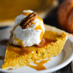 Pumpkin Pie with Salted Caramel Sauce platingsandpairings.com