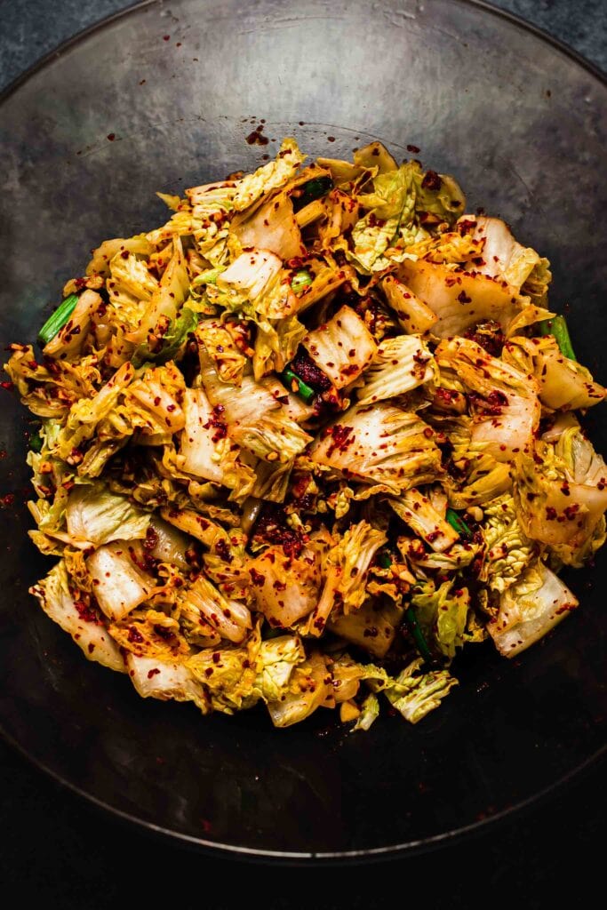 Cabbage tossed with kimshee spices. 
