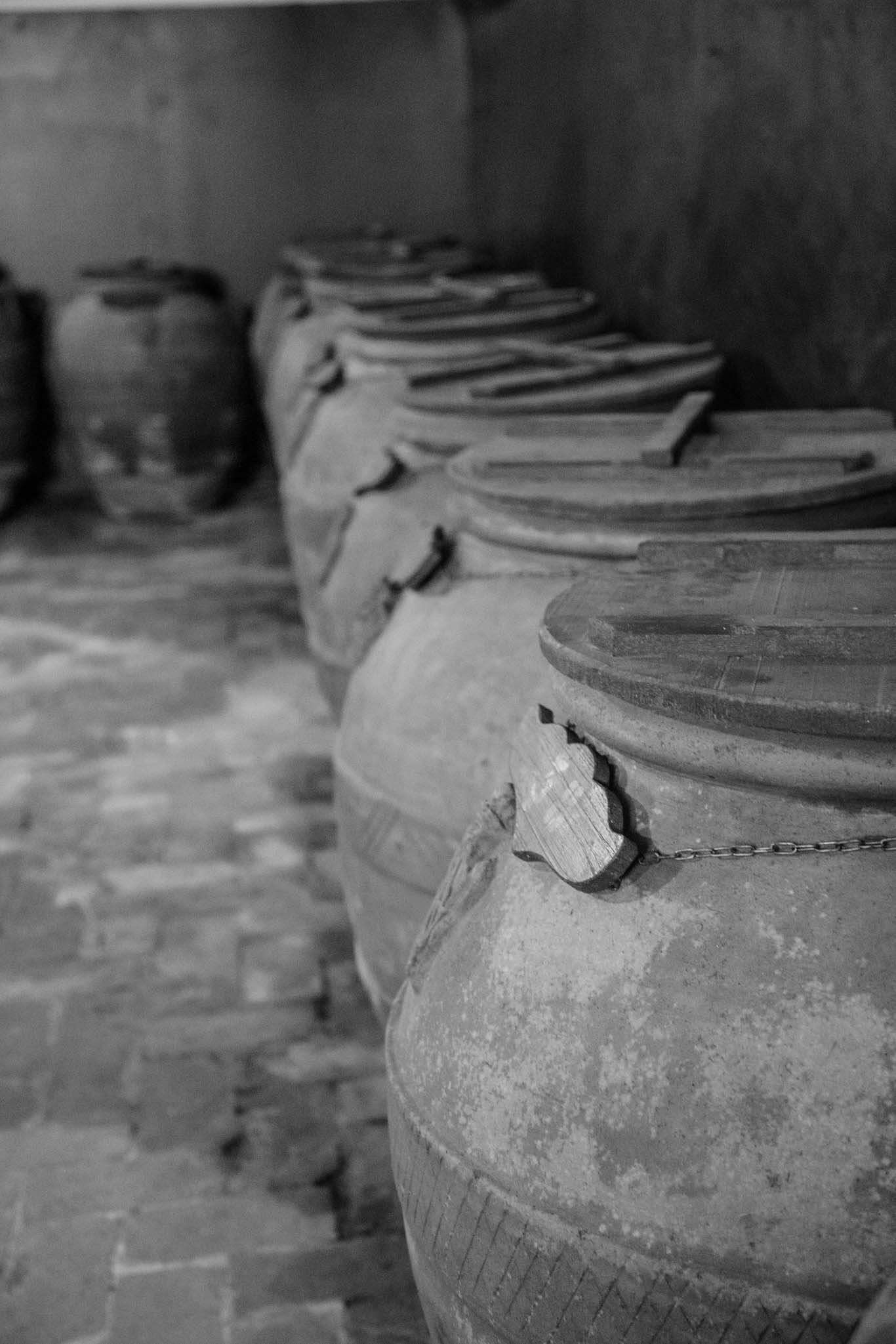 Olive oil large clay vats at Principe Corsini estate