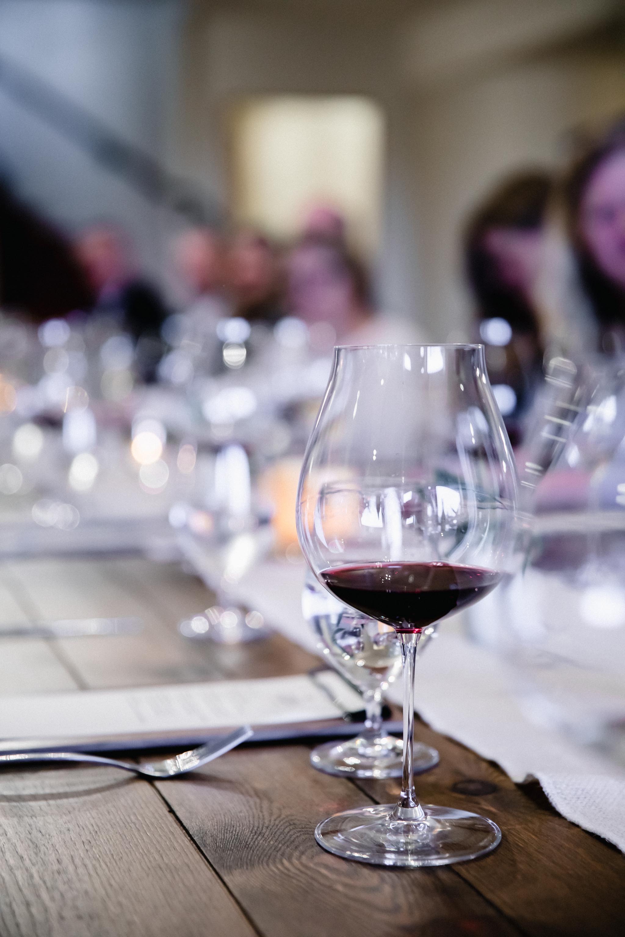 Glass of red wine at dinner