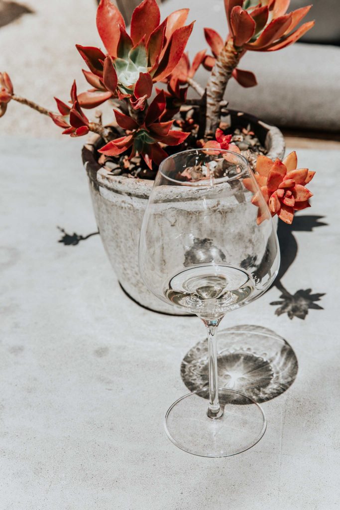 Wine glass at Presquile Winery.