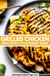 Grilled chicken with peanut sauce pinterest image.