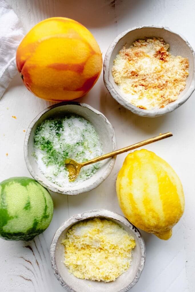 Citrus salts on counter.