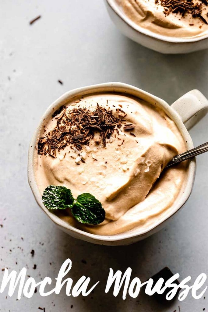 Mocha mousse in coffee mug.