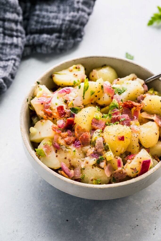 German potato salad in bowl.