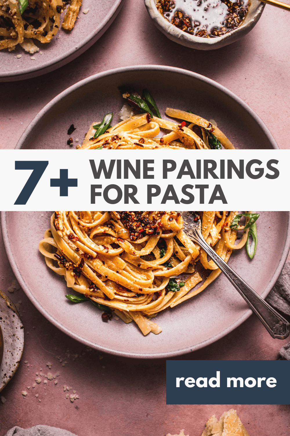 Collage of pastas wit text overlay for best wine pairings
