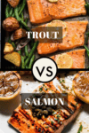 Collage of trout and salmon with text overlay.