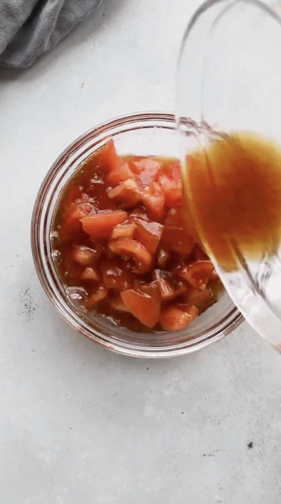 Tomatoes marinating.