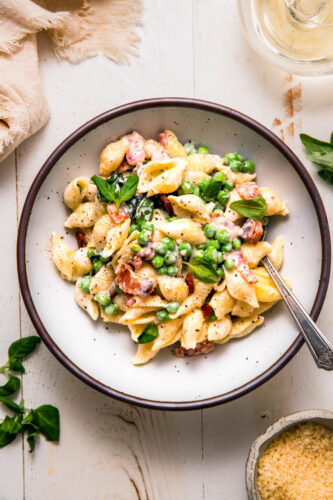 Pasta with Bacon and Peas