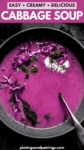 Creamy red cabbage soup pinterest image.
