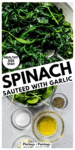 Sauteed spinach pinterest image.