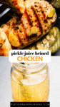 Pickle juice brined chicken breasts pinterest image.