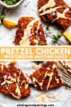 Pretzel crusted chicken pin image.