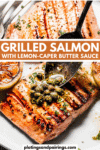 Grilled salmon with capers pinterest image.