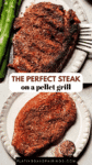 Pellet grill steak recipe pinterest image.