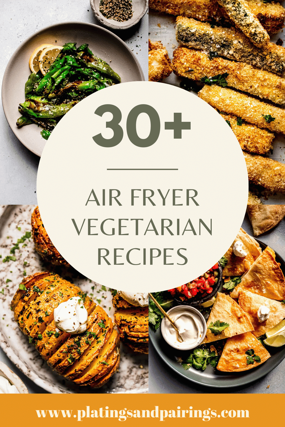 Collage of vegetarian air fryer recipes with text overlay.