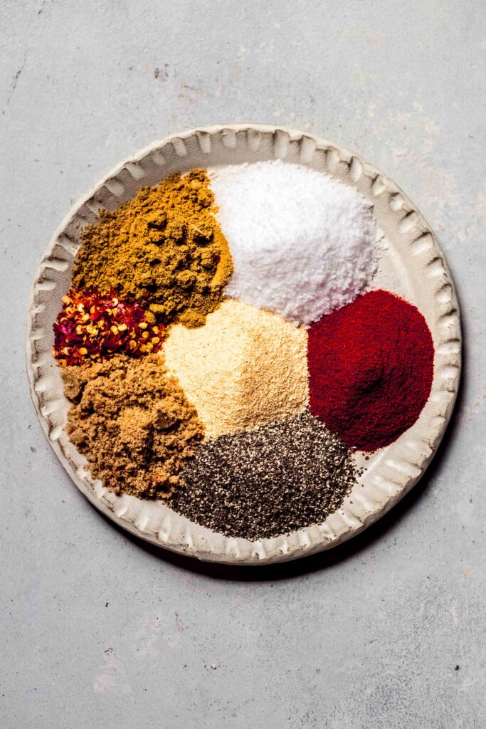 Seasonings on plate.