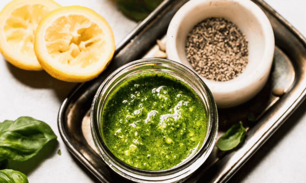 LEMON PESTO DRESSING INGREDIENTS.
