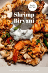 Shrimp biryani pinterest image.
