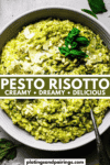 Creamy pesto risotto pinterest image.