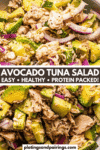 Avocado cucumber tuna salad pinterest image.