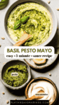 Homemade basil pesto mayo recipe pinterest image.