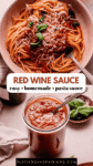 Red wine pasta sauce pinterest image.