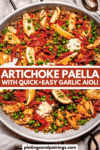 Artichoke paella pinterest image.