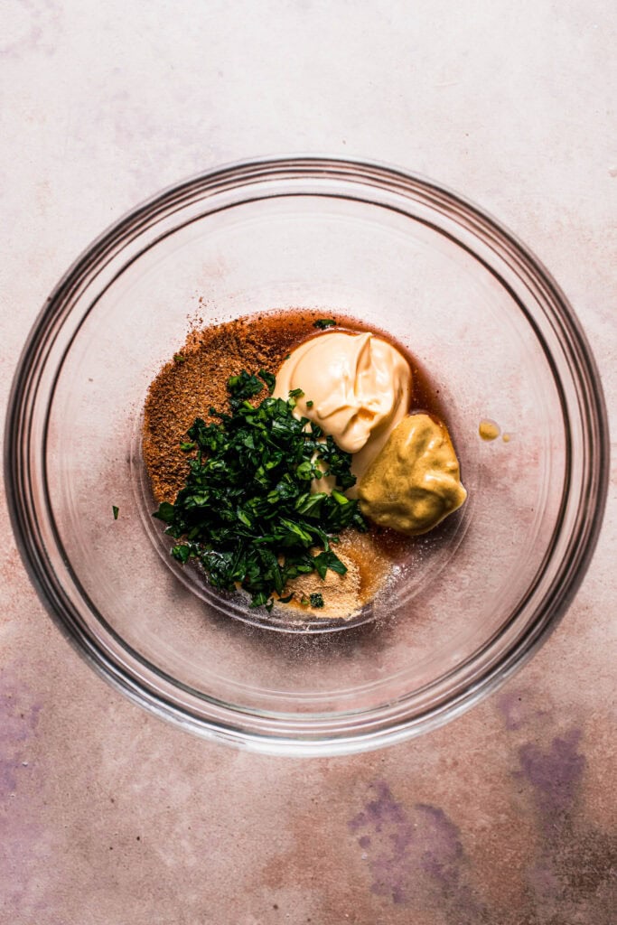 Filling ingredients in bowl.