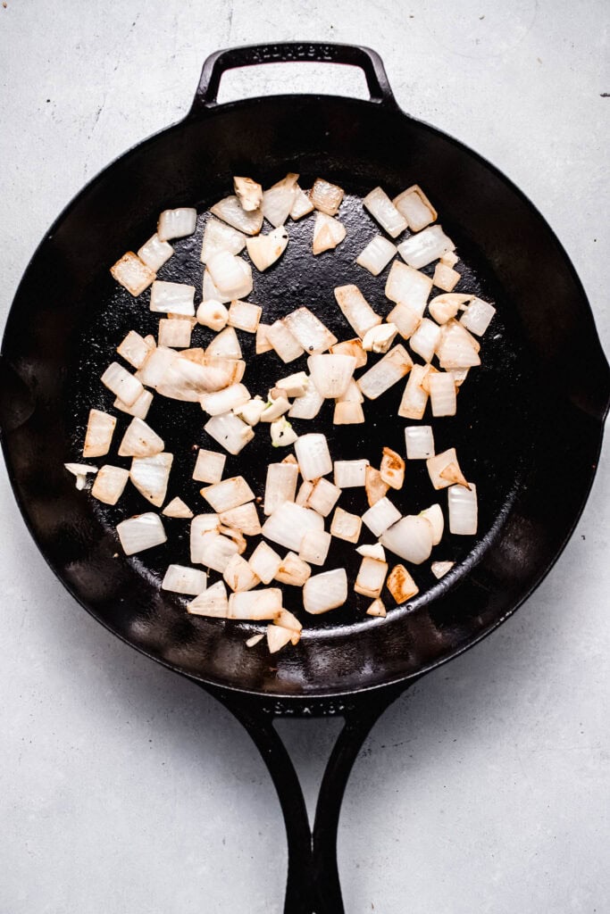 Onions in skillet.