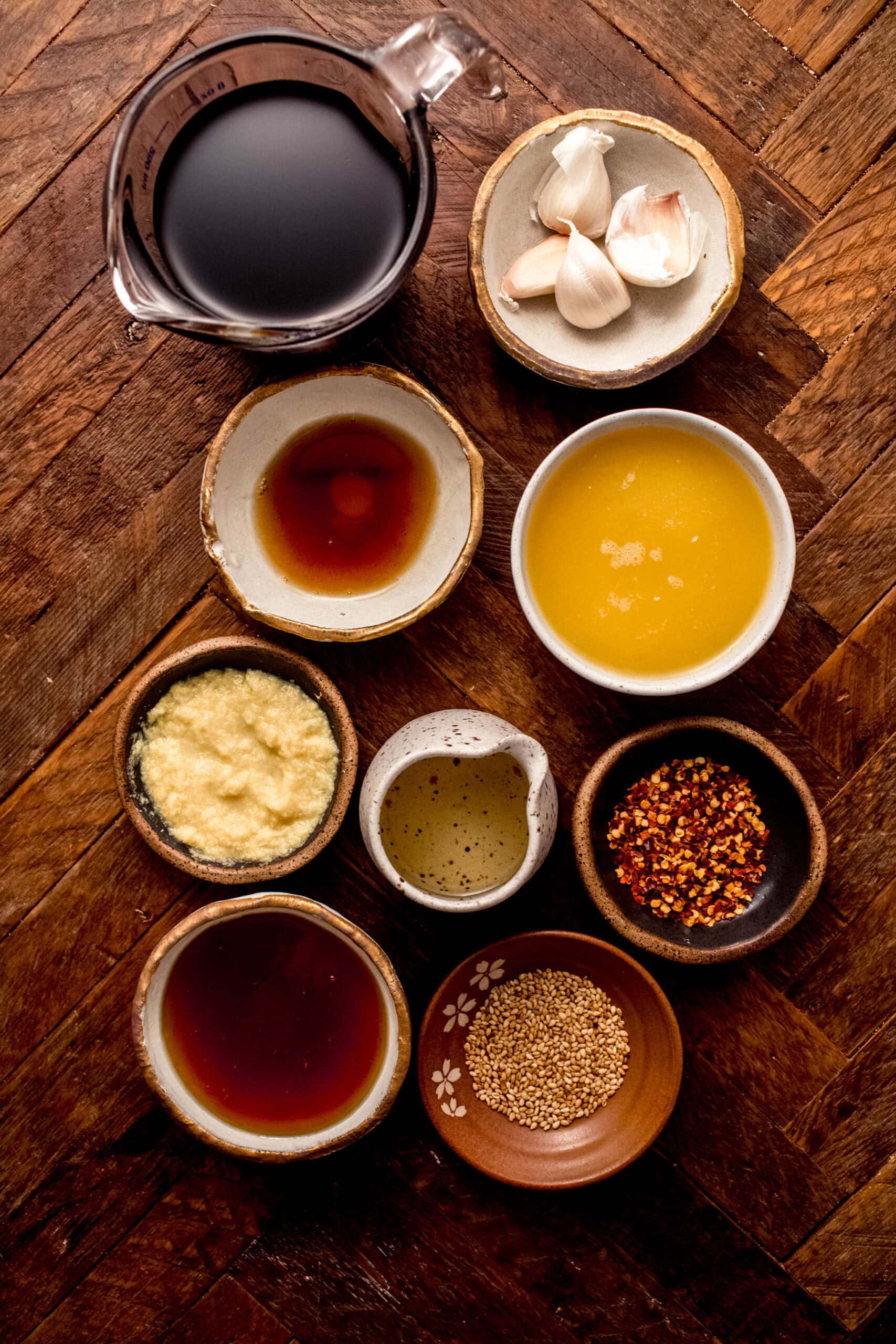Ingredients for asian marinated flank steak on counter.