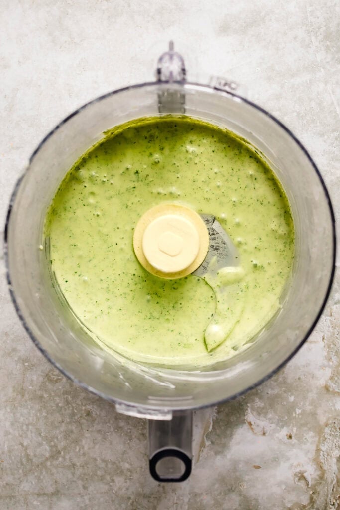 INDIAN MINT SAUCE PROCESSED IN FOOD PROCESSOR.