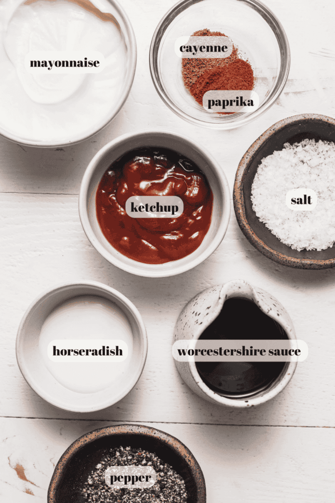 INGREDIENTS FOR ONION RING SAUCE ON COUNTER.