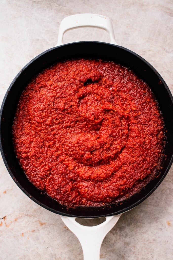 Tomatoes added to skillet.