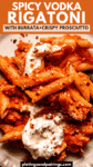 Spicy vodka rigatoni pinterest image.