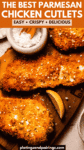 Parmesan chicken cutlets pinterest image.