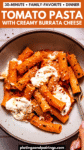 Smoky tomato pasta with burrata cheese pinterest image.