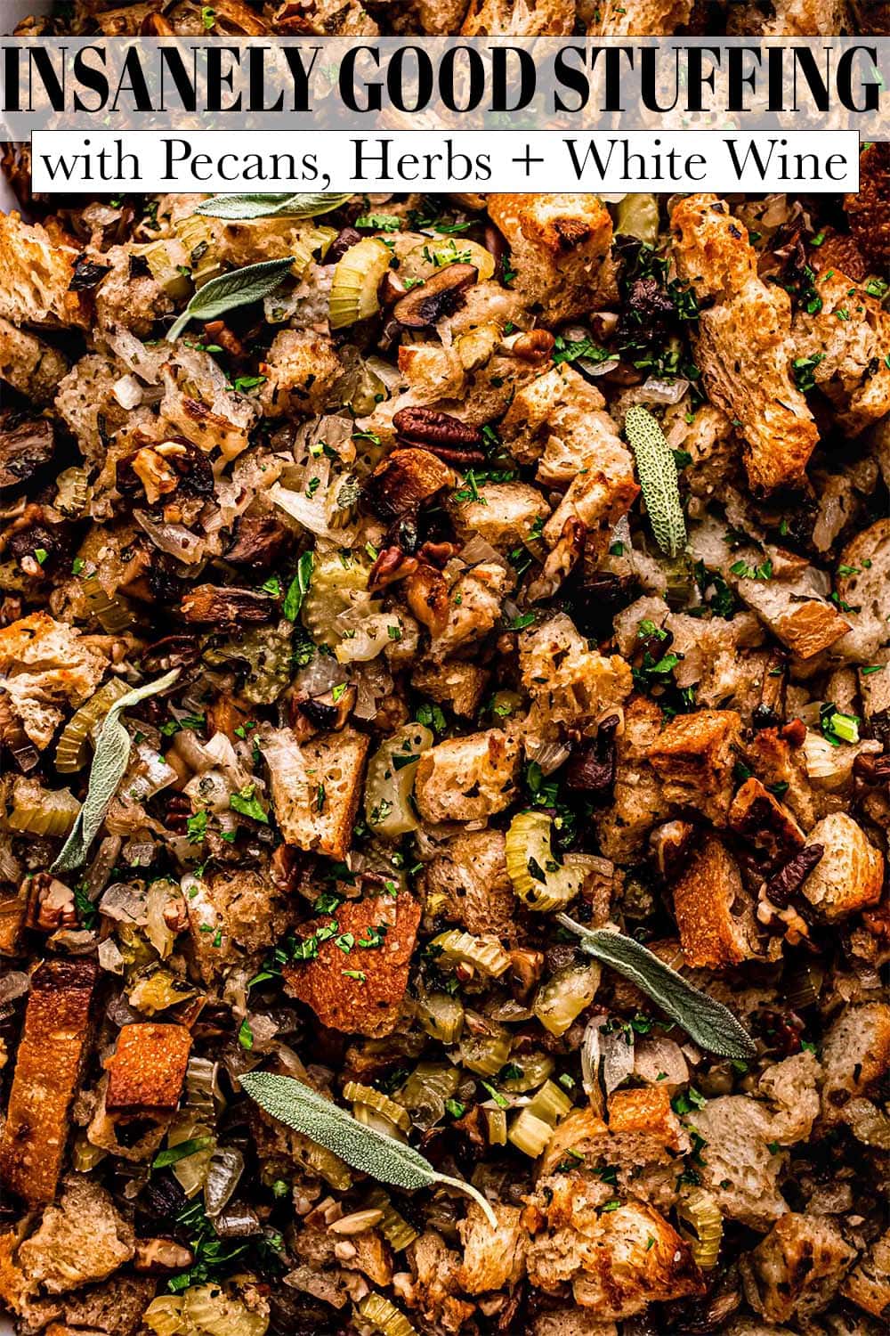The BEST Mushroom Stuffing with Pecans & Herbs