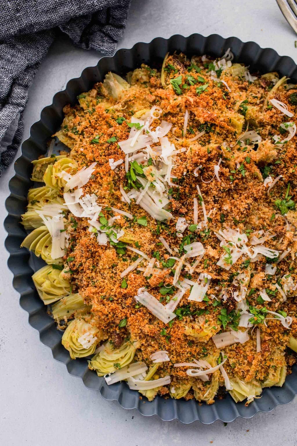 Stuffed Artichoke Hearts with Breadcrumbs & Parmesan