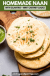 Homemade naan and chutney pinterest image.