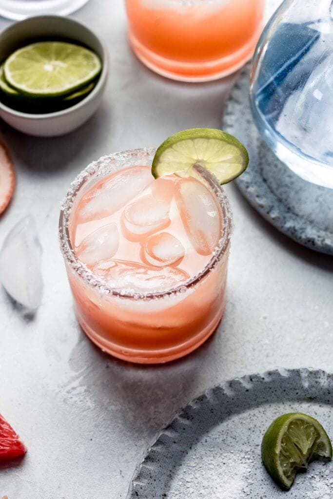 Overhead shot of prepared margarita.