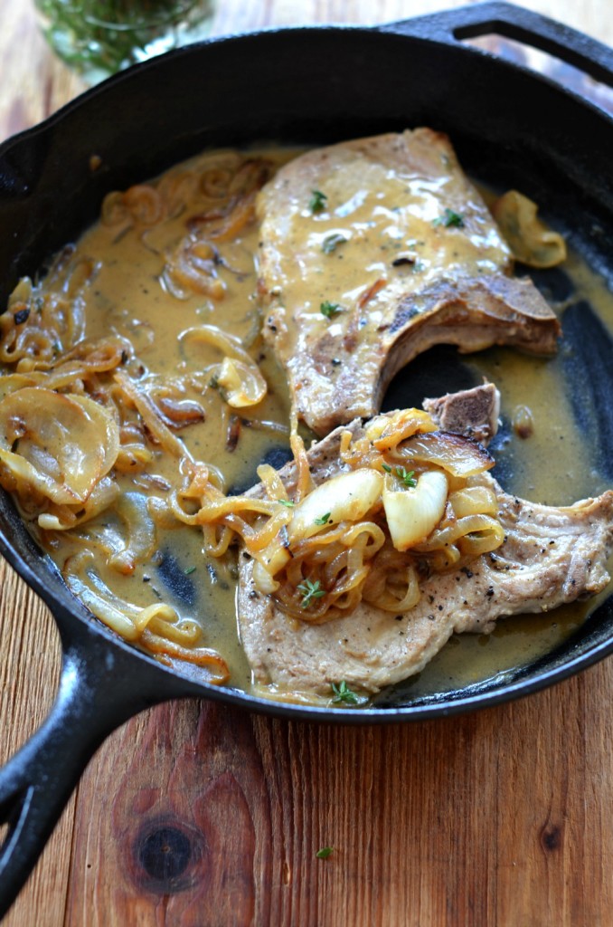 Pork Chops with Dijon-White Wine Sauce - A quick 30 minute dinner By Jessica Wood | platingsandpairings.com