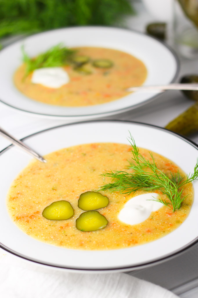 Dill Pickle Soup - Deliciously tangy and creamy | platingsandpairings.com