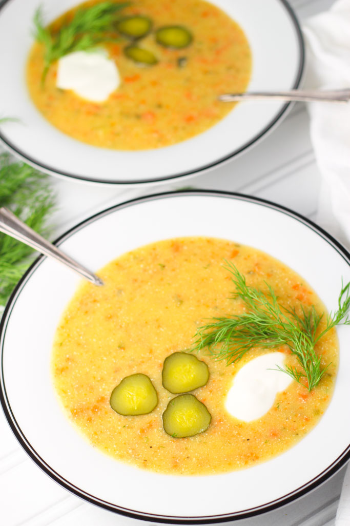 Dill Pickle Soup - Deliciously tangy and creamy | platingsandpairings.com