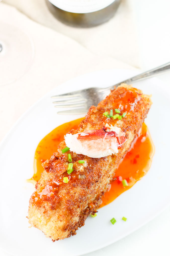 Crab Encrusted Halibut with Chili Cream Sauce | platingsandpairings.com