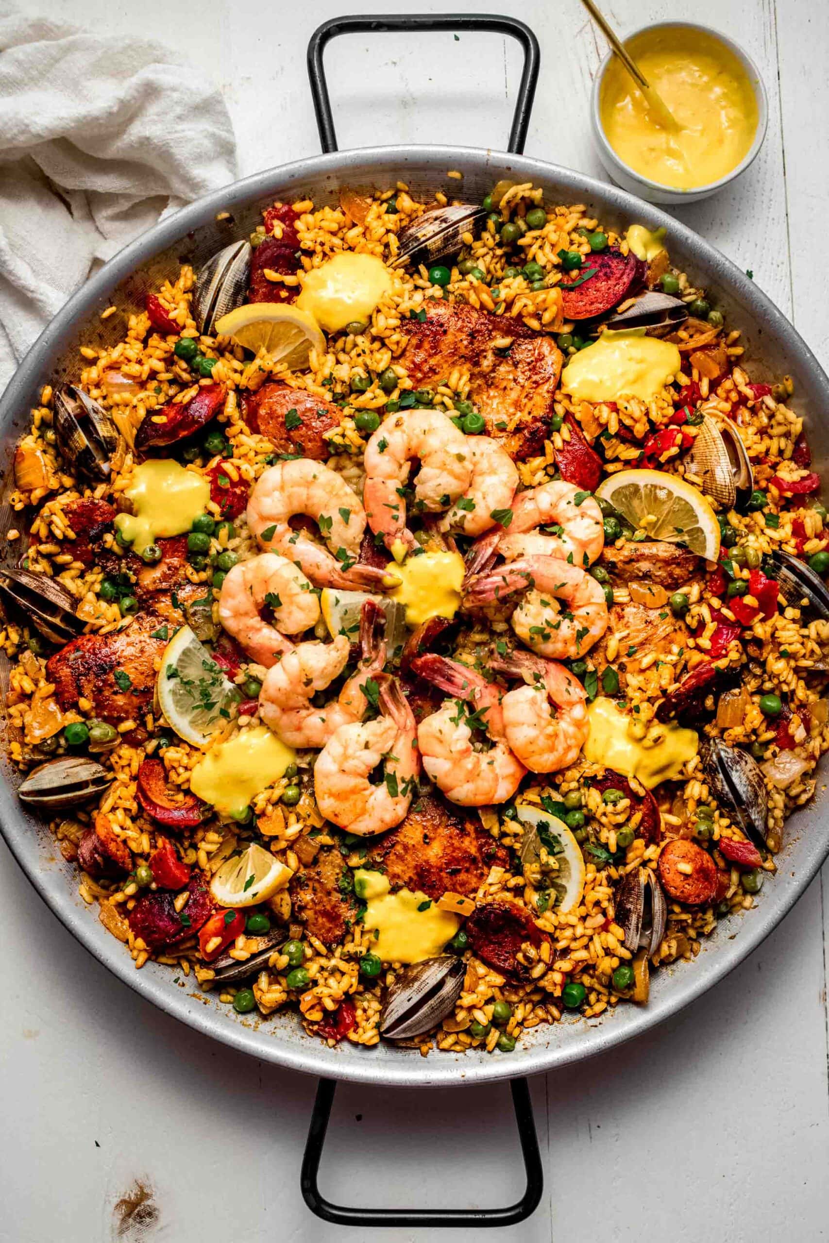 Easy Seafood Paella Recipe (with Saffron Aioli)