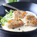 Pork Medallions with Tarragon Cream Sauce - A delicious 30 minute meal | platingsandpairings.com