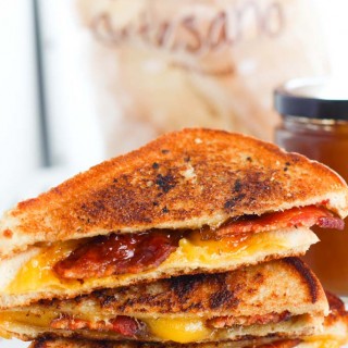 Grilled Cheese with Fig Jam & Bacon | platingsandpairings.com