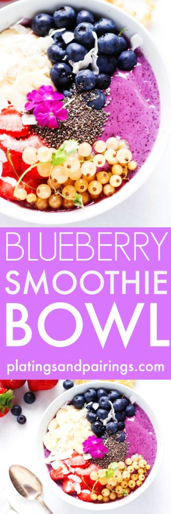 This Blueberry Yogurt Smoothie Bowl is the perfect way to start your day or refresh after a long workout | platingsandpairings.com