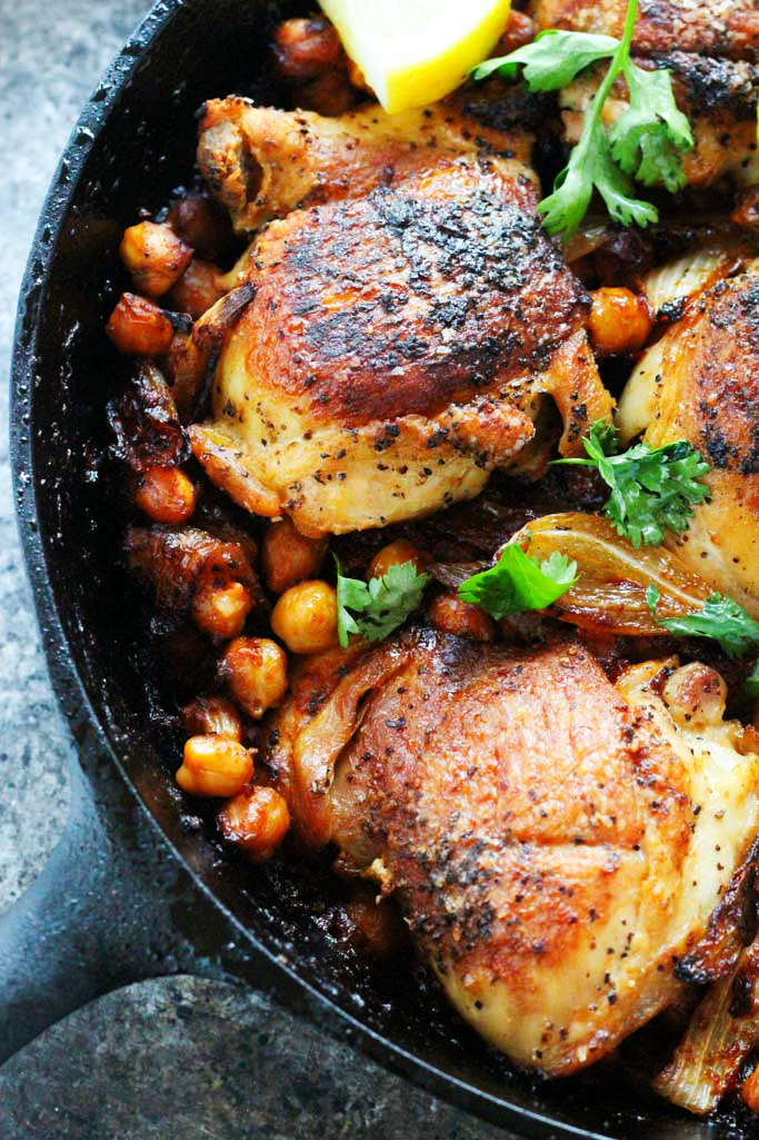 One Pot Harissa Chicken with Chickpeas and Yogurt Platings + Pairings